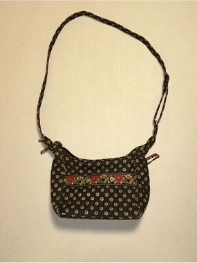 Vera Bradley Vintage Quilted Black Floral Crossbody Bag